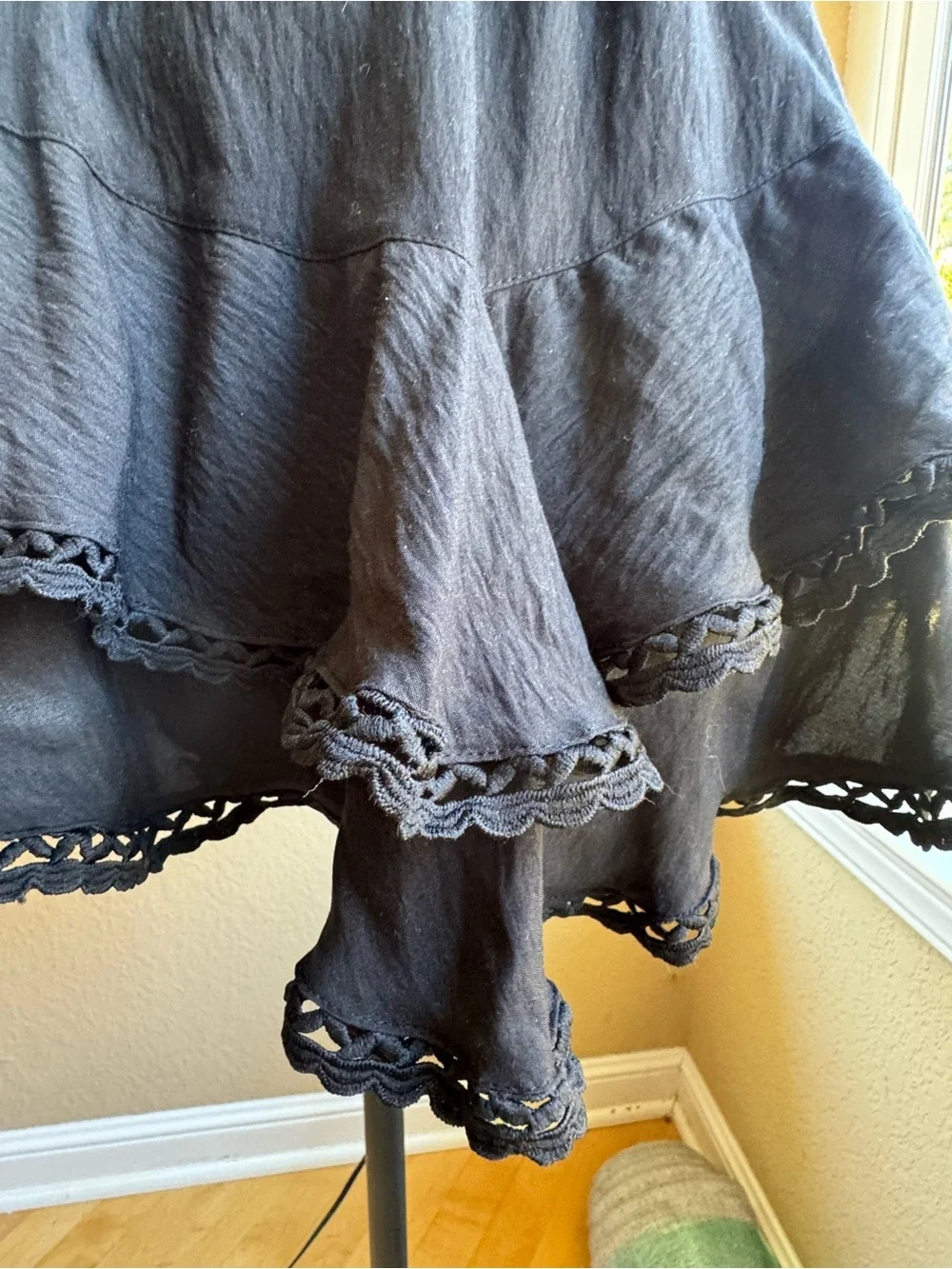 Black Tiered Lace-Trim Skirt with built in shorts - Women